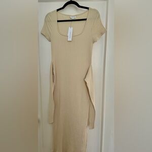 Topshop cream ribbed dress - bump friendly - NWT